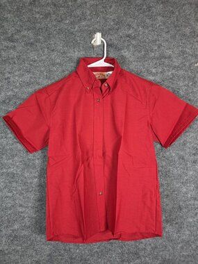Red Kap Shirt women M Red Short Sleeve Button Down Workwear Uniform Collared